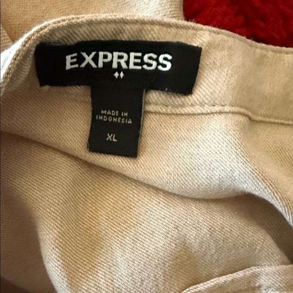 Express Beige Button-Down Blouse - Picture 4 of 4